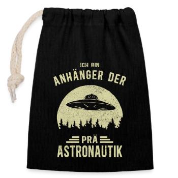Prä Astronautik - Ufo Alien Ancient Astronauten - Verschließbarer Geschenkbeutel aus Baumwolle (14x20cm) - Schwarz - Vorne
