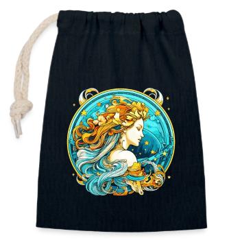 Wassermann Astrologie Sternzeichen Design - Cool Aquarius - Verschließbarer Geschenkbeutel aus Baumwolle (14x20cm) - Navy - Vorne