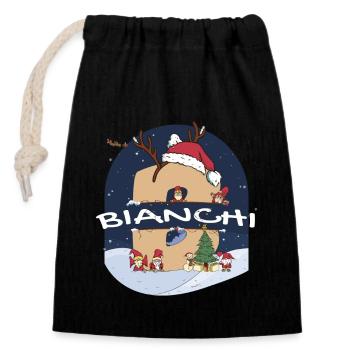 Awesome Bianchi Name w Santa Hat im Weihnachtsthema - Verschließbarer Geschenkbeutel aus Baumwolle (14x20cm) - Schwarz - Vorne