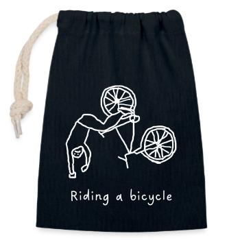 Bike - Closable cotton gift bag (14x20cm) - navy - Front