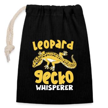 Drôle de gecko léopard, drôle de gecko, humour reptilien, - Sac cadeau en coton avec cordon (14 x 20 cm) - noir - Devant