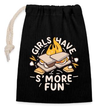 Mädels haben mehr Spaß - Girls have s'more fun - Verschließbarer Geschenkbeutel aus Baumwolle (14x20cm) - Schwarz - Vorne