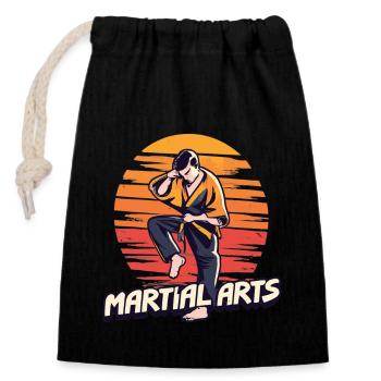 Action d’arts martiaux - Force et habileté - Sac cadeau en coton avec cordon (14 x 20 cm) - noir - Devant