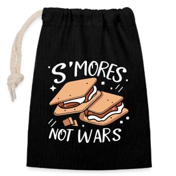 Campen für den Frieden - Genieße SMORES und mehr - Verschließbarer Geschenkbeutel aus Baumwolle (14x20cm) - Schwarz - Vorne