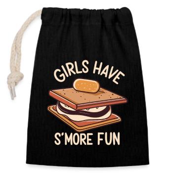 Lagerfeuer Abenteuer für Frauen - SMORES und mehr - Verschließbarer Geschenkbeutel aus Baumwolle (14x20cm) - Schwarz - Vorne