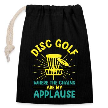 Disc Golf Player Disc Golfer Frisbee Player Par Pu - Verschließbarer Geschenkbeutel aus Baumwolle (14x20cm) - Schwarz - Vorne
