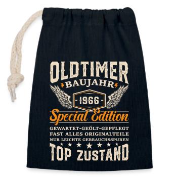 Vintage Oldtimer 1966 Geschenk - Verschließbarer Geschenkbeutel aus Baumwolle (14x20cm) - Navy - Vorne