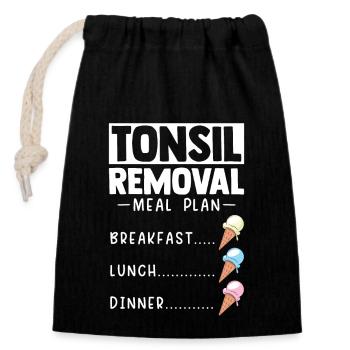 Enlèvement des amygdales Plan de repas Crème glacée Chirurgie des amygdales - Sac cadeau en coton avec cordon (14 x 20 cm) - noir - Devant