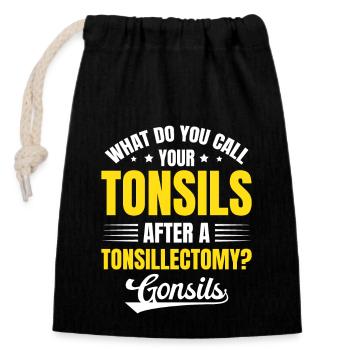 Amygdales après l’amygdalectomie Gonsils Gift - Sac cadeau en coton avec cordon (14 x 20 cm) - noir - Devant