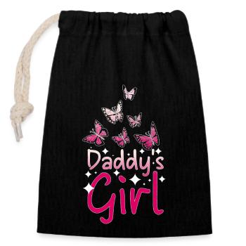 Pour la fille papa fille, petit papillon - Sac cadeau en coton avec cordon (14 x 20 cm) - noir - Devant