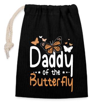 Fathers day pop, pa, poppa, daddy of the butterfly - Verschließbarer Geschenkbeutel aus Baumwolle (14x20cm) - Schwarz - Vorne