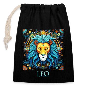 Aimez votre symbole du zodiaque Lion Hommes et Femmes - Sac cadeau en coton avec cordon (14 x 20 cm) - noir - Devant