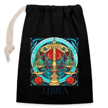 Be Proud of Your Unique Traits Libra Zodiac - Closable cotton gift bag (14x20cm) - black - Front
