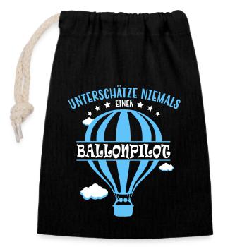 Ballonpilot Spruch - Heißluftballon Ballonfahren - Verschließbarer Geschenkbeutel aus Baumwolle (14x20cm) - Schwarz - Vorne