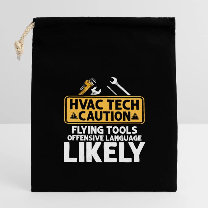 HVAC Tech Caution Flying Tools Technician Installe Verschließbarer Geschenkbeutel aus Baumwolle (14x20cm)