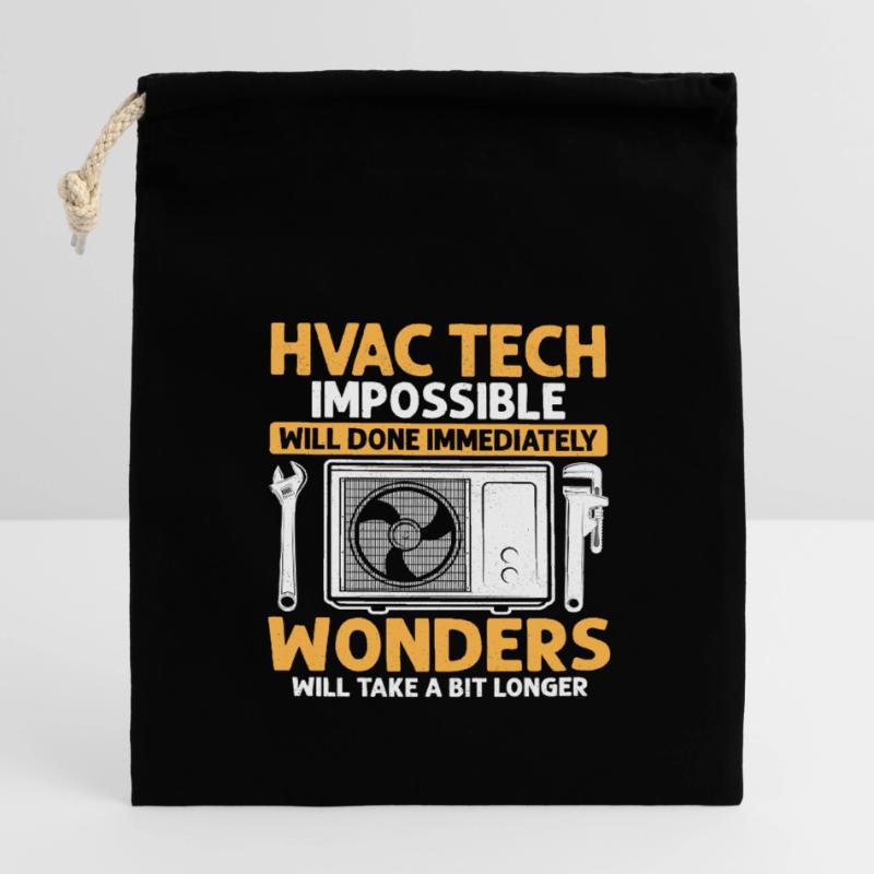 HVAC Tech Impossible Will Done Installer Technicia Verschließbarer Geschenkbeutel aus Baumwolle (14x20cm)