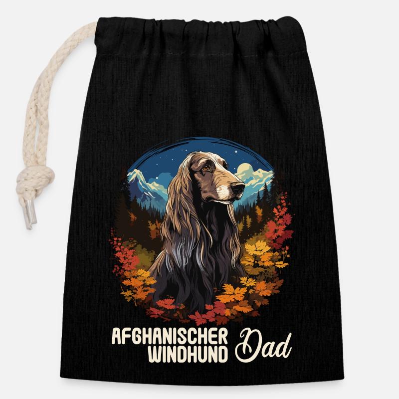 Hund Afghanischer Windhund - Verschließbarer Geschenkbeutel aus Baumwolle (14x20cm) - Schwarz