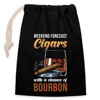 Zigarre Whiskey Bourbon Liebhaber - Verschließbarer Geschenkbeutel aus Baumwolle (14x20cm) - Schwarz - Vorne