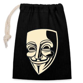 Guy Fawkes Mask - Closable cotton gift bag (14x20cm) - black - Front