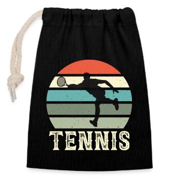 Tennis - Closable cotton gift bag (14x20cm) - black - Front