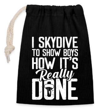 Skydiving - Closable cotton gift bag (14x20cm) - black - Front