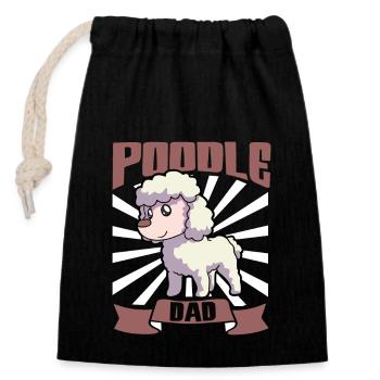 Poodle Dad - Pudel - Verschließbarer Geschenkbeutel aus Baumwolle (14x20cm) - Schwarz - Vorne