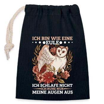 Eule Motiv Eulenkostüm Eulenfan Eulenliebhaber - Verschließbarer Geschenkbeutel aus Baumwolle (14x20cm) - Navy - Vorne