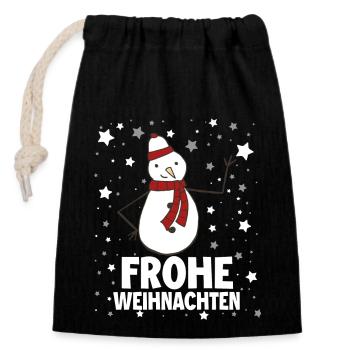 Frohe Weinachten Weihnachtsmann - Verschließbarer Geschenkbeutel aus Baumwolle (14x20cm) - Schwarz - Vorne