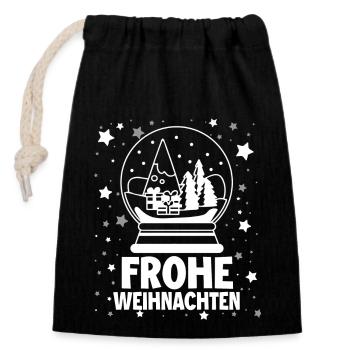 Frohe Weinachten Weihnachtskugel - Verschließbarer Geschenkbeutel aus Baumwolle (14x20cm) - Schwarz - Vorne