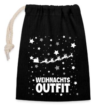Weihnachts Outfit Rentier - Verschließbarer Geschenkbeutel aus Baumwolle (14x20cm) - Schwarz - Vorne