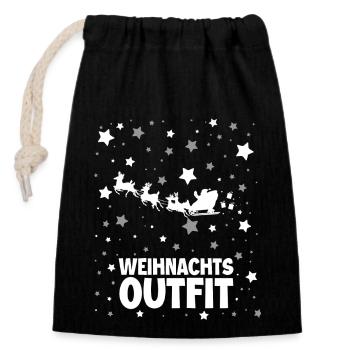 Weihnachts Outfit Weihnachtsmann Rentier - Verschließbarer Geschenkbeutel aus Baumwolle (14x20cm) - Schwarz - Vorne