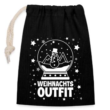 Weihnachts Outfit Weihnachtskugel - Verschließbarer Geschenkbeutel aus Baumwolle (14x20cm) - Schwarz - Vorne