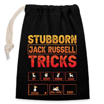 Stubborn Jack Russell Tricks - Closable cotton gift bag (14x20cm) - black - Front