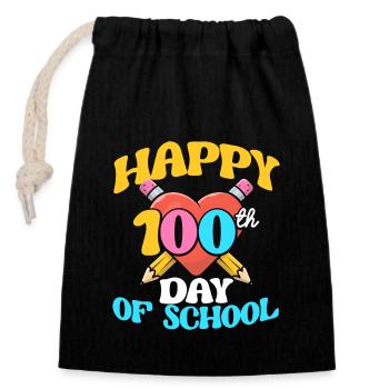 Alles Gute zum 100. Schultag Lehrer Schüler Kinder - Verschließbarer Geschenkbeutel aus Baumwolle (14x20cm) - Schwarz - Vorne