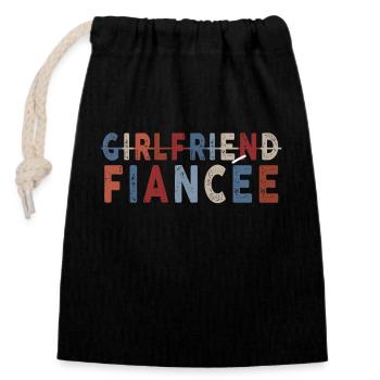Girlfriend Fiancee Couple Engagement Engaged - Closable cotton gift bag (14x20cm) - black - Front
