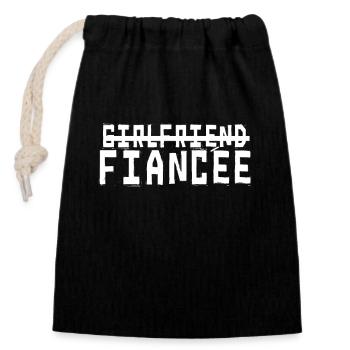 Girlfriend Fiancee Couple Engagement Engaged - Closable cotton gift bag (14x20cm) - black - Front