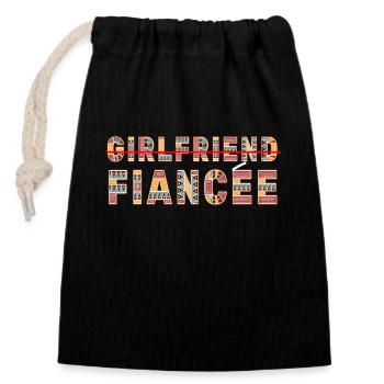 Girlfriend Fiancee Couple Engagement Engaged - Closable cotton gift bag (14x20cm) - black - Front