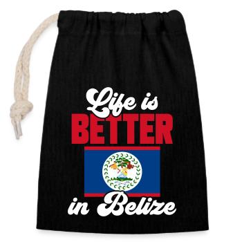 Belize Flagge Belizer - Verschließbarer Geschenkbeutel aus Baumwolle (14x20cm) - Schwarz - Vorne