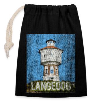 Island of Langeoog Longing - Closable cotton gift bag (14x20cm) - black - Front