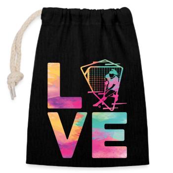 Field Hockey Watercolor Love - Closable cotton gift bag (14x20cm) - black - Front