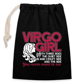 Virgo Virgo Girl Has Three Sides - Closable cotton gift bag (14x20cm) - black - Front