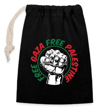 Free Gaza Free Palestine - Closable cotton gift bag (14x20cm) - black - Front