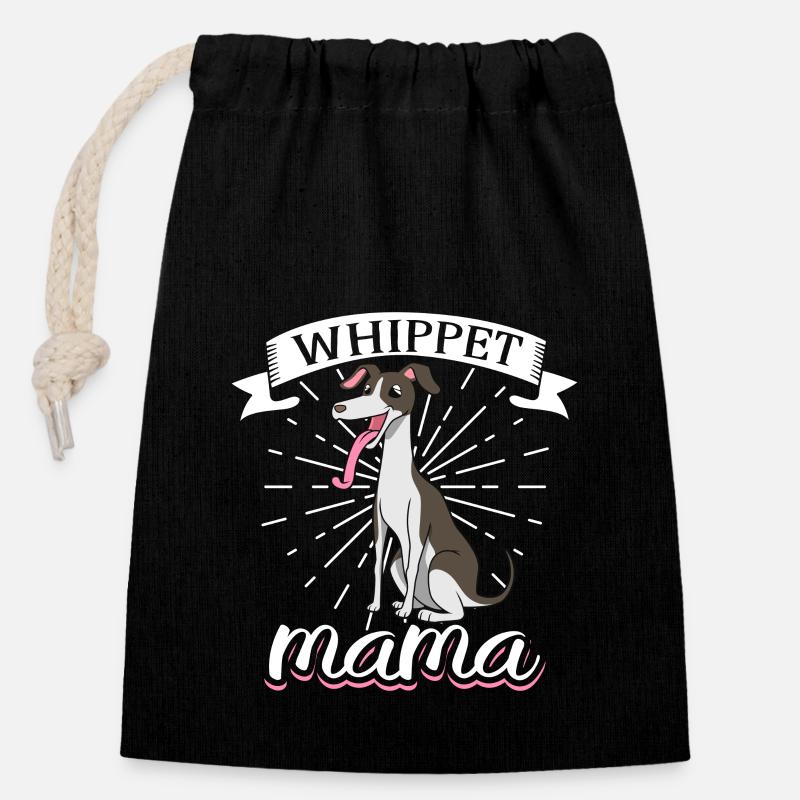 Whippet Mom - Whippet - Closable cotton gift bag (14x20cm) - black