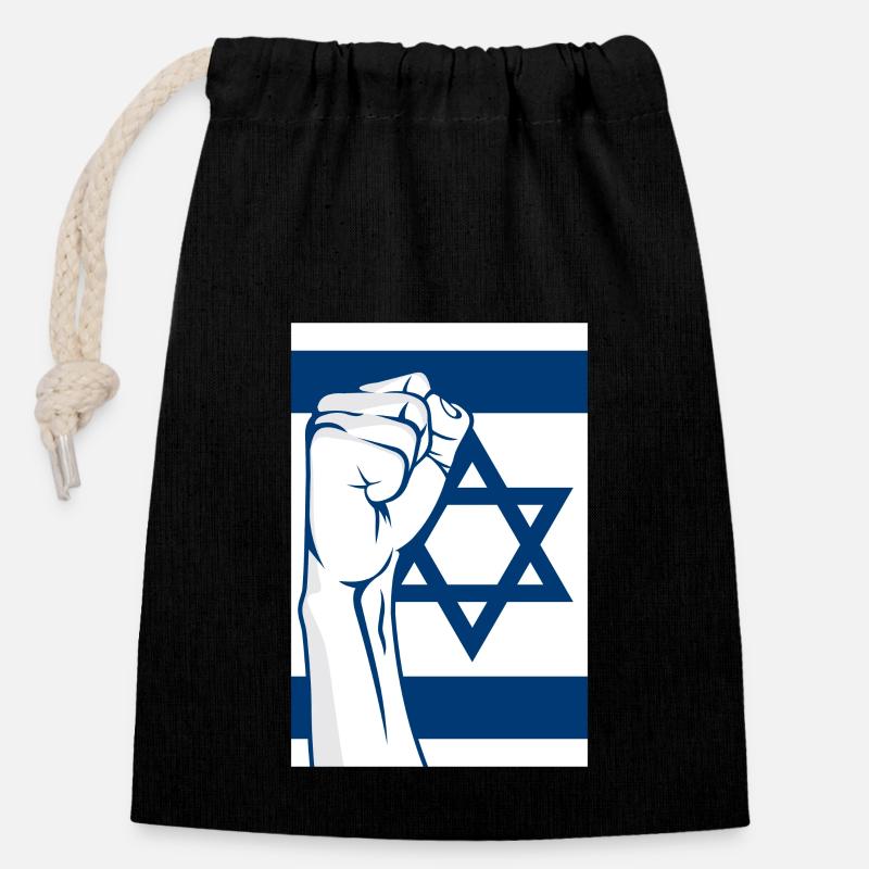 Faust Israël - Sac cadeau en coton avec cordon (14 x 20 cm) - noir