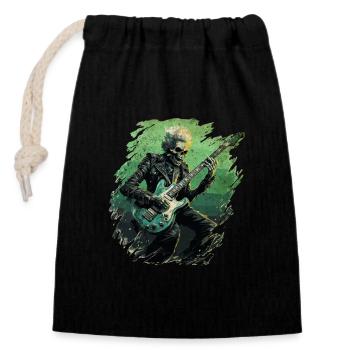 Gitarristen-tshirt E-Gitarren-Saiten - Verschließbarer Geschenkbeutel aus Baumwolle (14x20cm) - Schwarz - Vorne