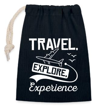 Travel Explore Experience - Verschließbarer Geschenkbeutel aus Baumwolle (14x20cm) - Navy - Vorne