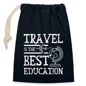 Travel is the best education - Closable cotton gift bag (14x20cm) - navy - Front