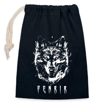 Wolfskopf Wolf Schädel Fenrir Nordischer Gott - Verschließbarer Geschenkbeutel aus Baumwolle (14x20cm) - Navy - Vorne