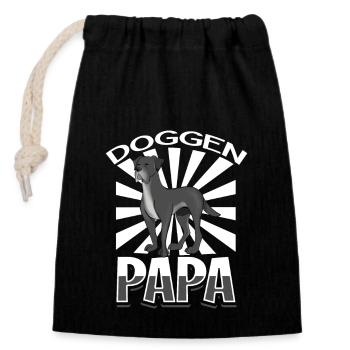 Deutsche Dogge Papa - Deutsche Dogge - Verschließbarer Geschenkbeutel aus Baumwolle (14x20cm) - Schwarz - Vorne