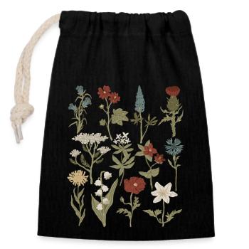 Wildflowers - Closable cotton gift bag (14x20cm) - black - Front